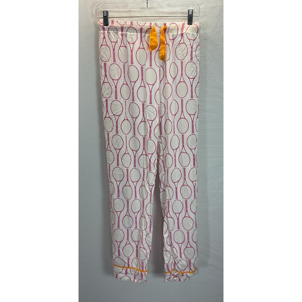 Katie Kime Tennis Time Pajama Pants Pink Women's XL Pickleball Raquet Lounge